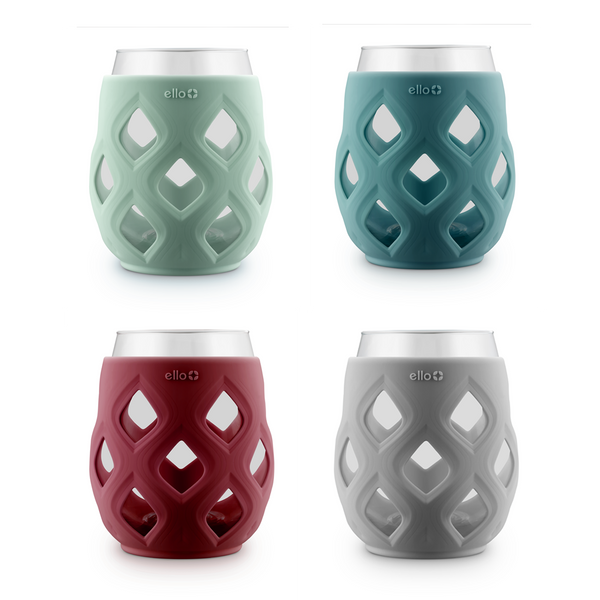 Cru Stemless Wine Glass Set with Silicone Protection - Berry Smash