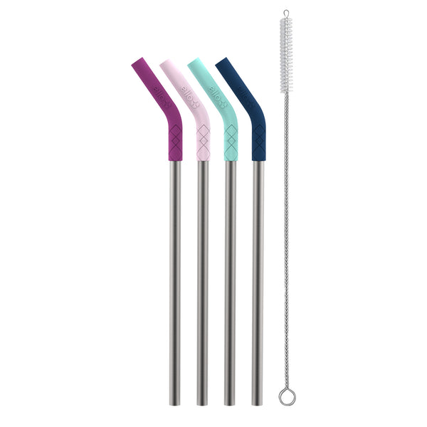 Ello Impact Stainless Steel Reusable Straws with Cleaning Brush, 4 Piece,  Rainbow - Yahoo Shopping
