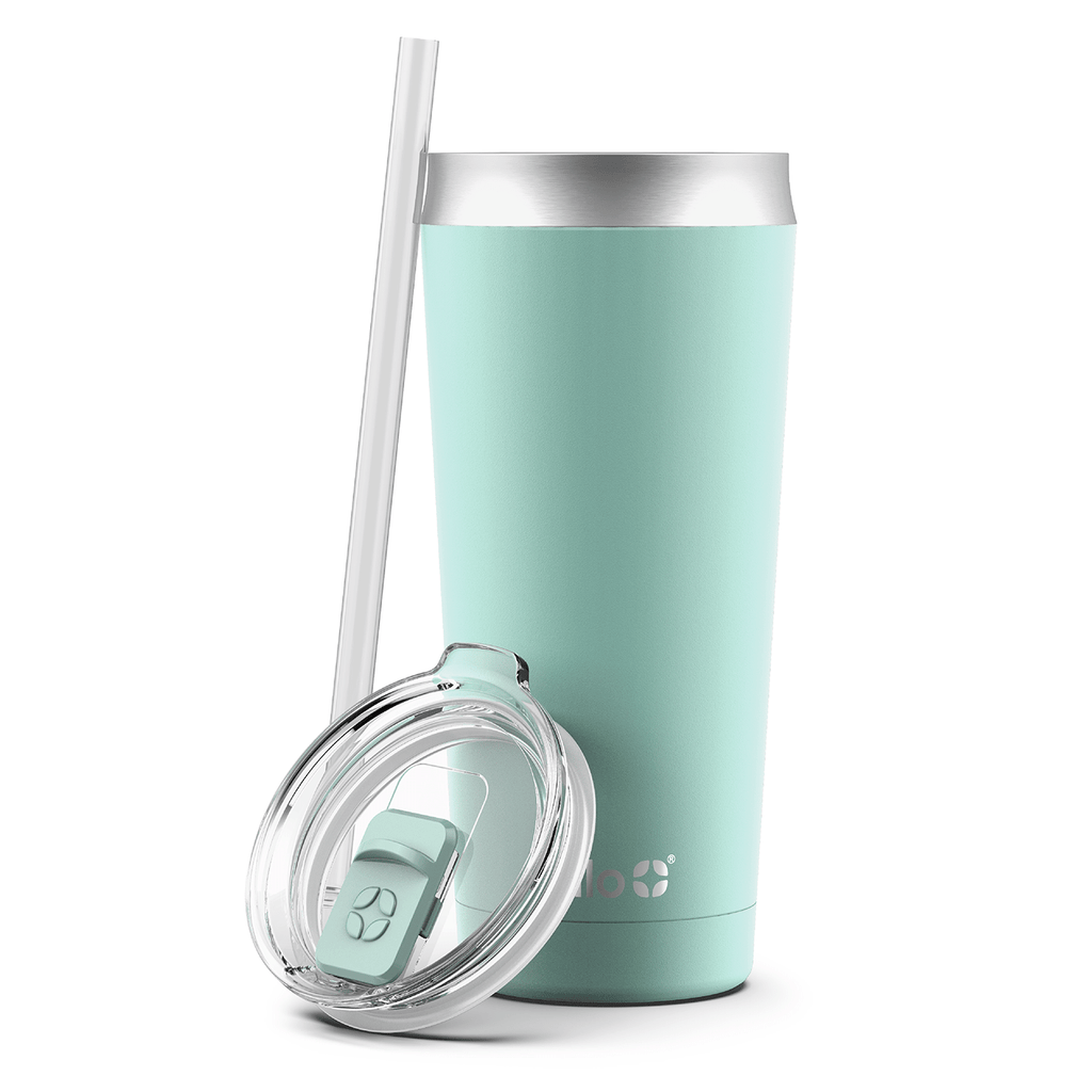 Ello Beacon Vacuum Insulated Stainless Steel Tumbler with Slider Lid and Optional Straw, 24 oz , Antigua