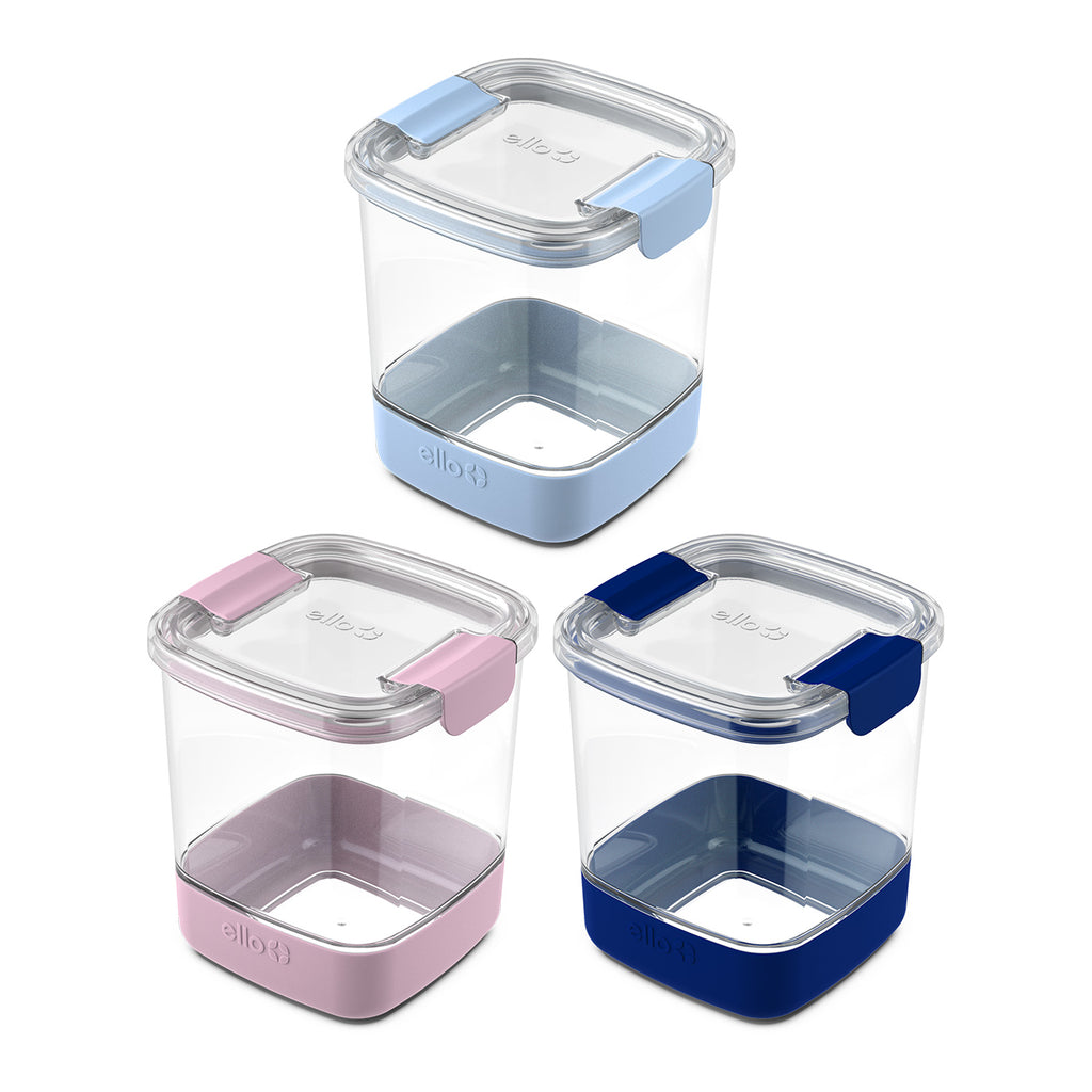 Two 6 qt Sealed Lid Food Storage Containers Plastic Square Round 6