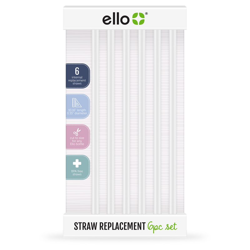 Ello Impact Reusable Stainless Steel/Silicone Tip Straws with Cleaning Brush, 6 Piece Multi-Pack, Summer Glow, 9.75 Inches