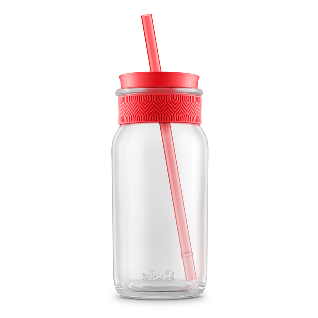 Glass Tumbler With Lid and Straw 18 oz. Clear 6 in