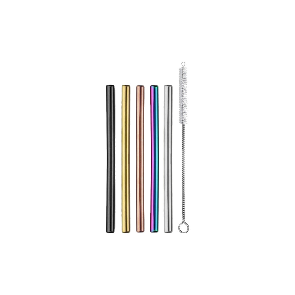 Ello Impact Reusable Stainless Steel Straws with Cleaning Brush, 4 Piece, Berry Smoothie